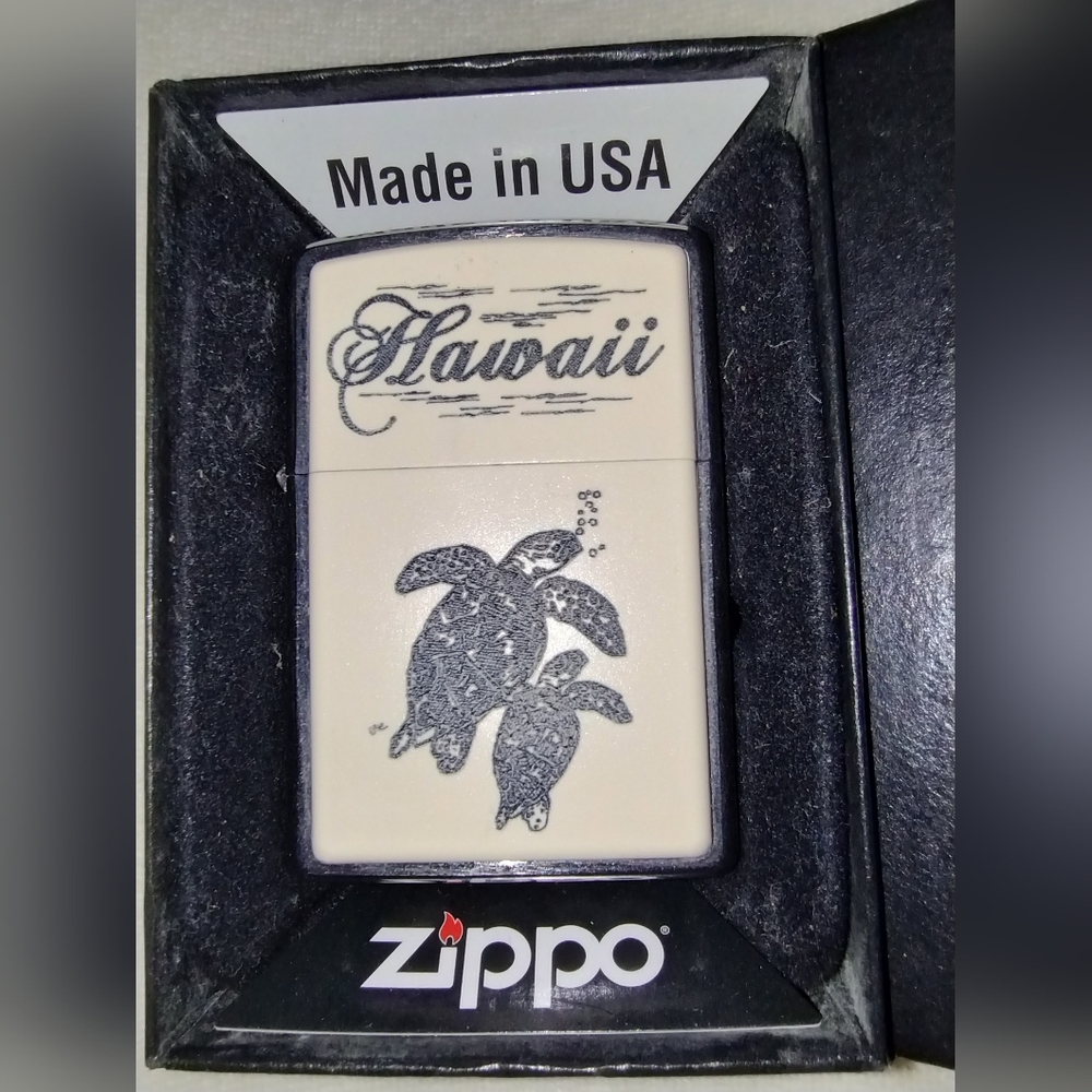 NEW Vintage Zippo in Box Hawaii Butane Lighter, Sea Turtle, Patented